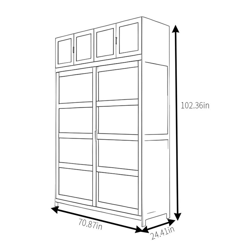 Garde-robe rétro pratique et classique, H 102,36 po x l 70,87 po x P 24,41 po, Noyer