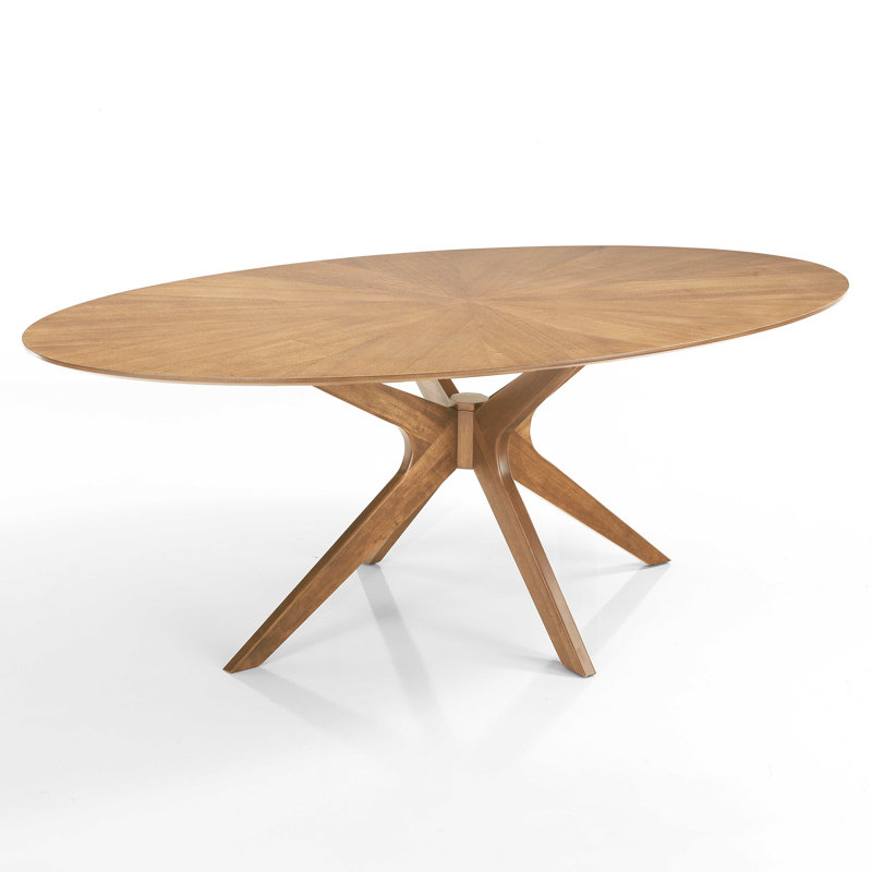 Oak Oval Solid Wood Base Dining Table
