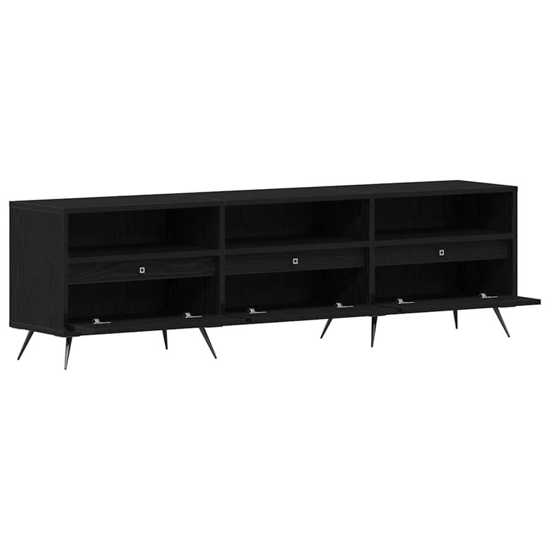 TV Cabinet 150 X 30 X 44.5 Cm Engineered Wood, Black Oak
