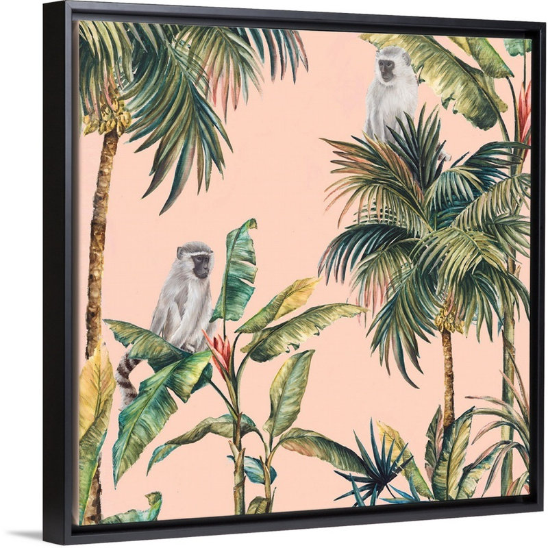 Reproduction d’art sur toile, "Tropicano I" par Eva watts, Cadre noir, H 14 po x l 14 po x P 1,75 po