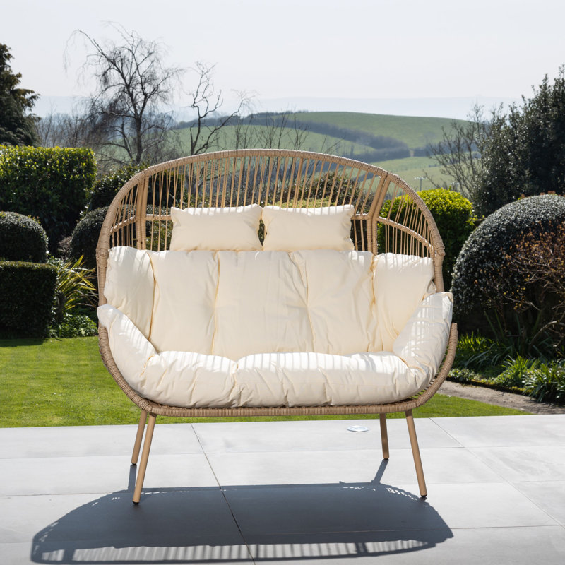 Cocona 2 Seat Standing Egg Chair, Cream, Beige