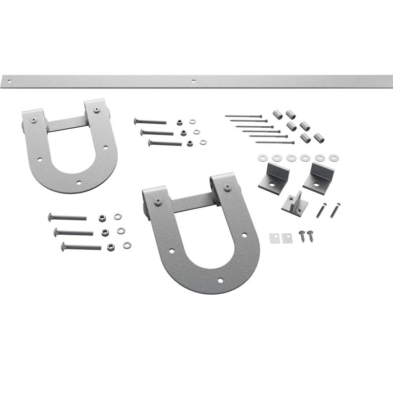 Ensemble de quincaillerie de porte de grange simple standard Premium Horseshoe, PC chrome, 96 po