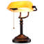 Lampe de bureau Bankers avec interrupteur à chaîne, lampes de bureau à abat-jour en verre ambré, base bronze, base E26, lampe de bibliothèque rétro pour bureau, salle d'étude (orange mat)