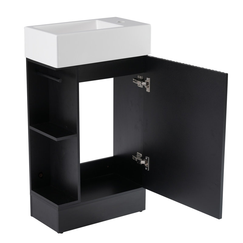 Meuble-lavabo 18,6 po avec lavabo, Noir, noir, noir, noir