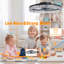 Ventilateur de plafond intelligent RVB avec télécommande - Plafonnier encastré à profil bas 18,9 po, moteur à courant continu réversible, 6 vitesses, 3 couleurs à intensité variable et RVB, faible bruit, minuterie de 4 heures, pour la cuisine du salon-583702383