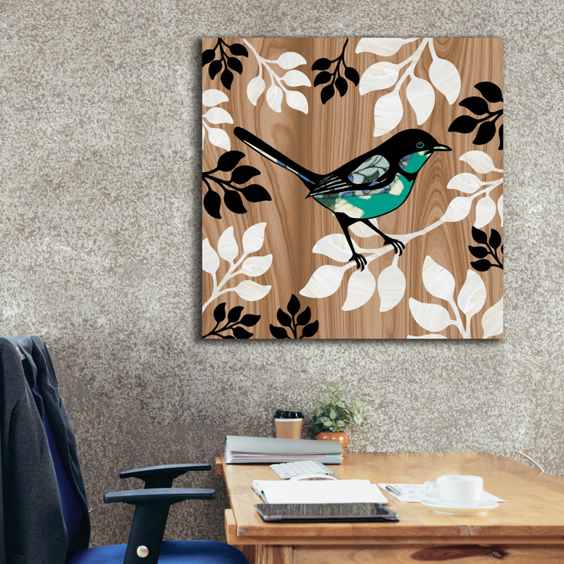  «Bird Patchwork 2» par Erin Clark, art mural sur toile, 37 po x 37 po