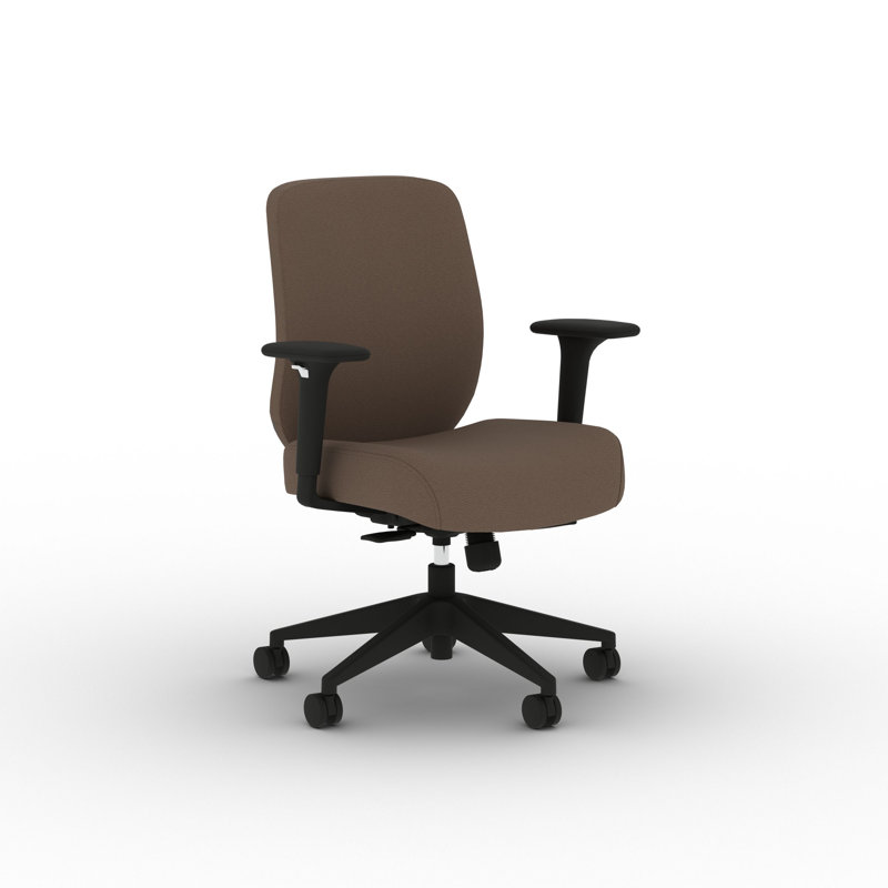 HON Altern Upholstered Low-Back Chair, Black Frame, Bark, Bark, Black