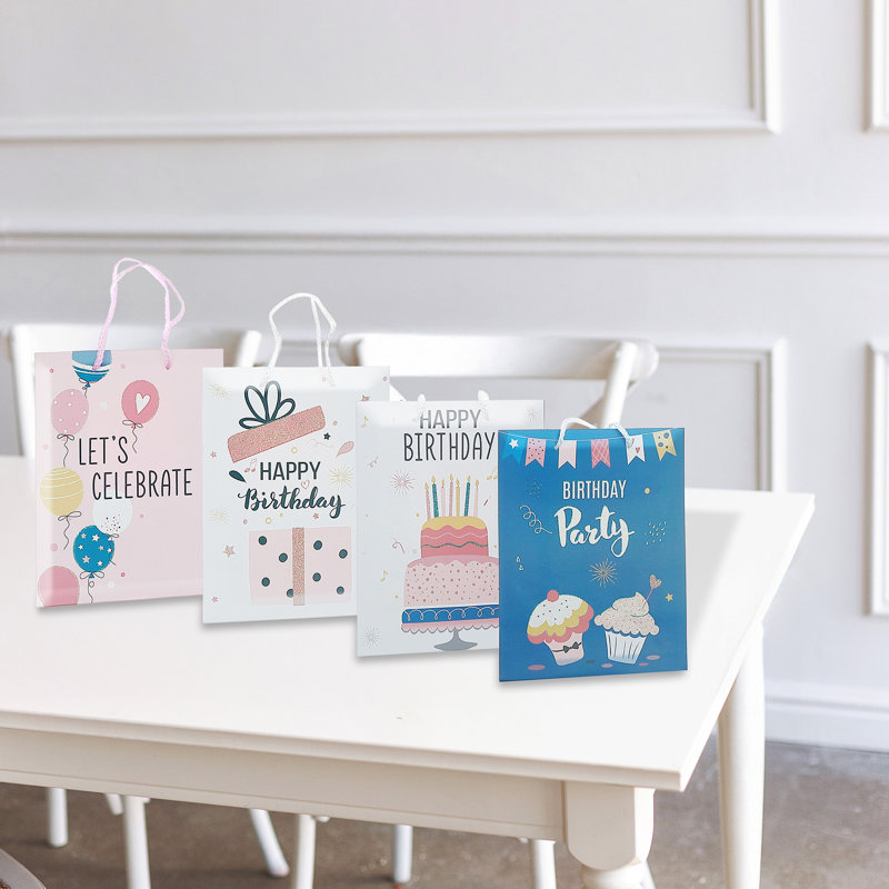 Ensemble de 12 sacs-cadeaux Happy Birthday