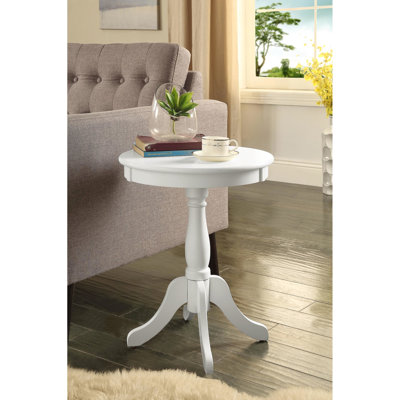 Table d'appoint blanche avec un design élégant - Matériau en bois synthétique 18 po de profondeur x largeur 25 po de hauteur 8 lb Parfait pour les coins de lecture