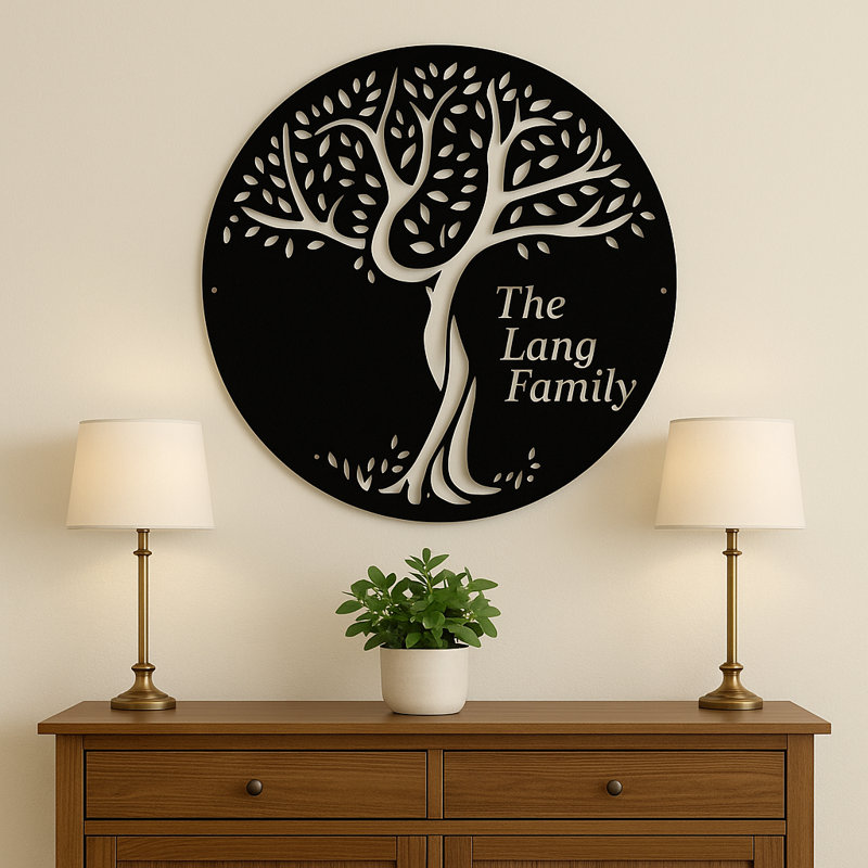 Décoration murale monogramme arbre de vie, H 36 po x l 36 po x P 0,25 po, Oui