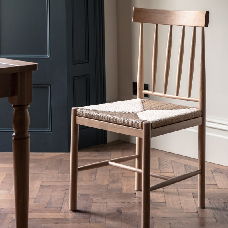 Laneise 46cm H Solid Wood Slat Back Side Chair in Brown, Brown