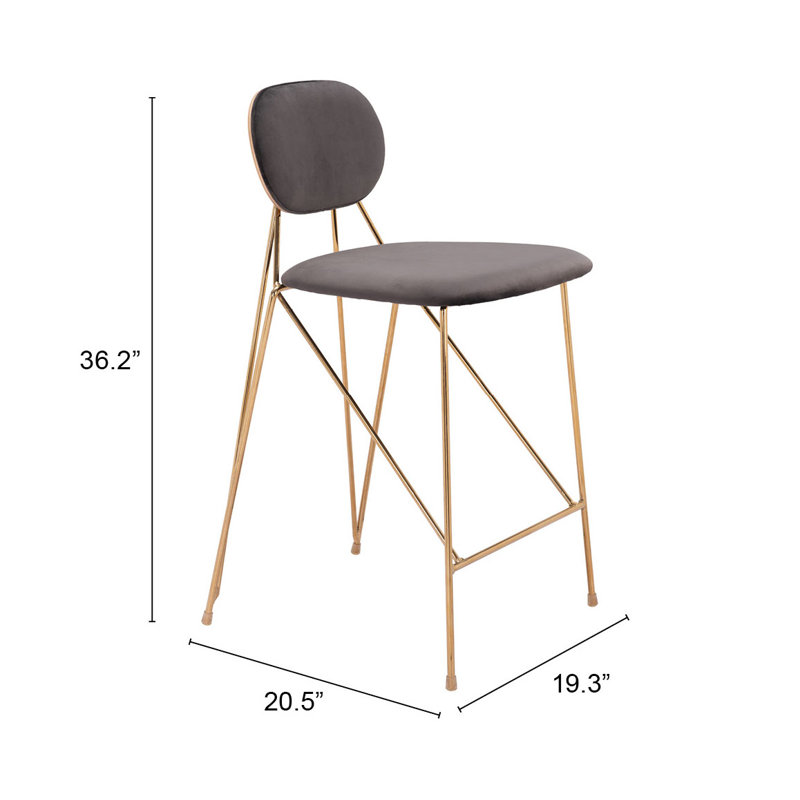 Upholstered Counter Stool with Steel Frame