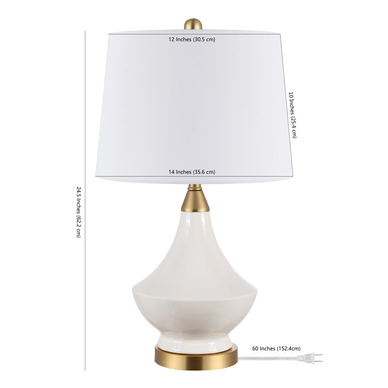 Marlowe Glam White Ceramic & Gold Accent Table Lamp Set