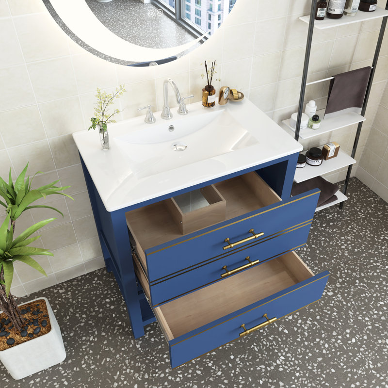 Bohdalec 30" Single Bathroom Vanity Set, Blue