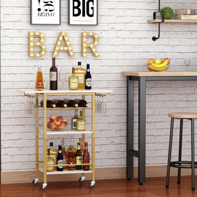 4-Tier Rolling Bar Cart with Wine & Glass Holders by Latitude Run