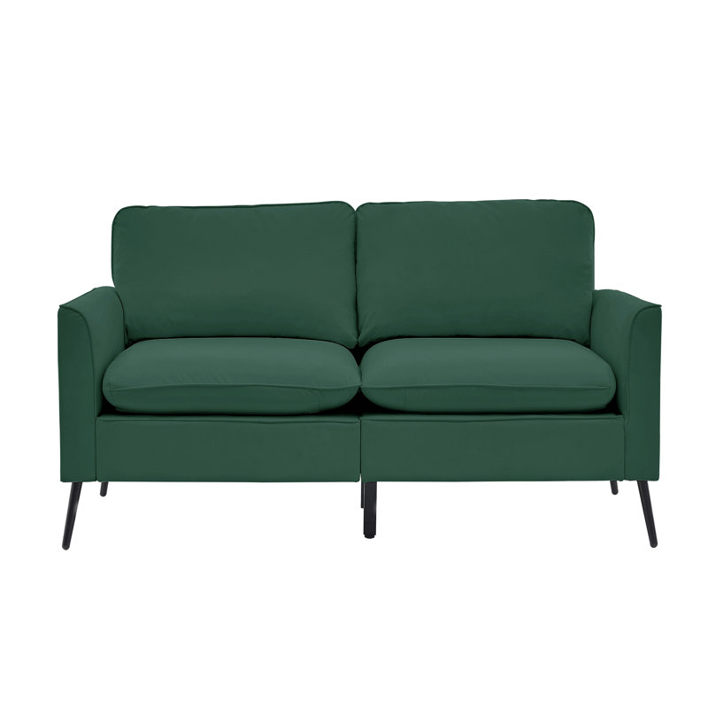 Causeuse en cuir rembourrée, fauteuil de chambre simple de style nordique rétro avec balcon, Green