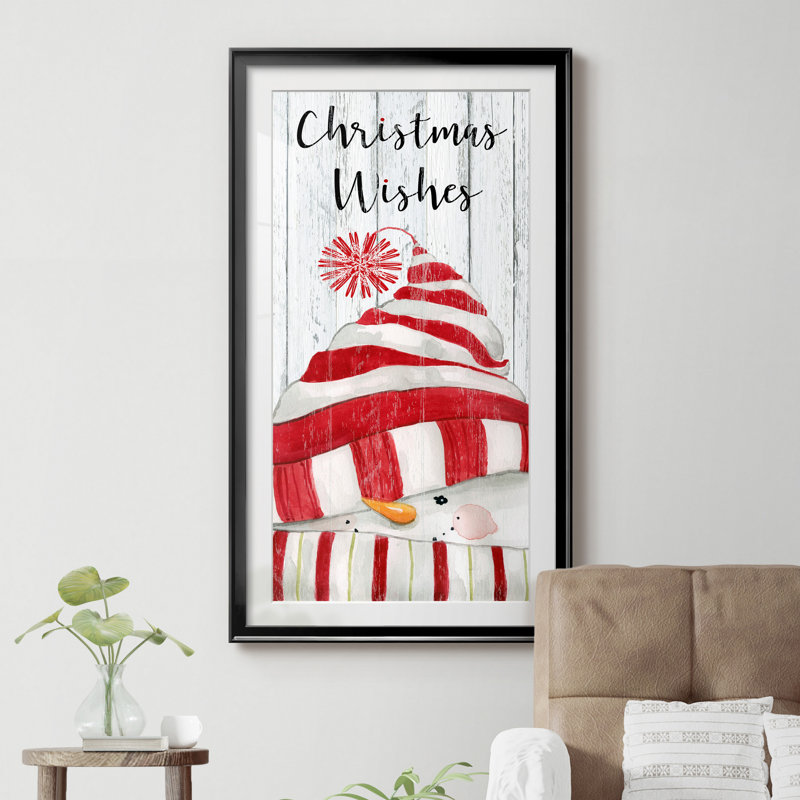 «Snowman Wishes - Cadre photo», impression, Papier encadré noir, H 10,5 po x l 18,5 po x P 1,5 po