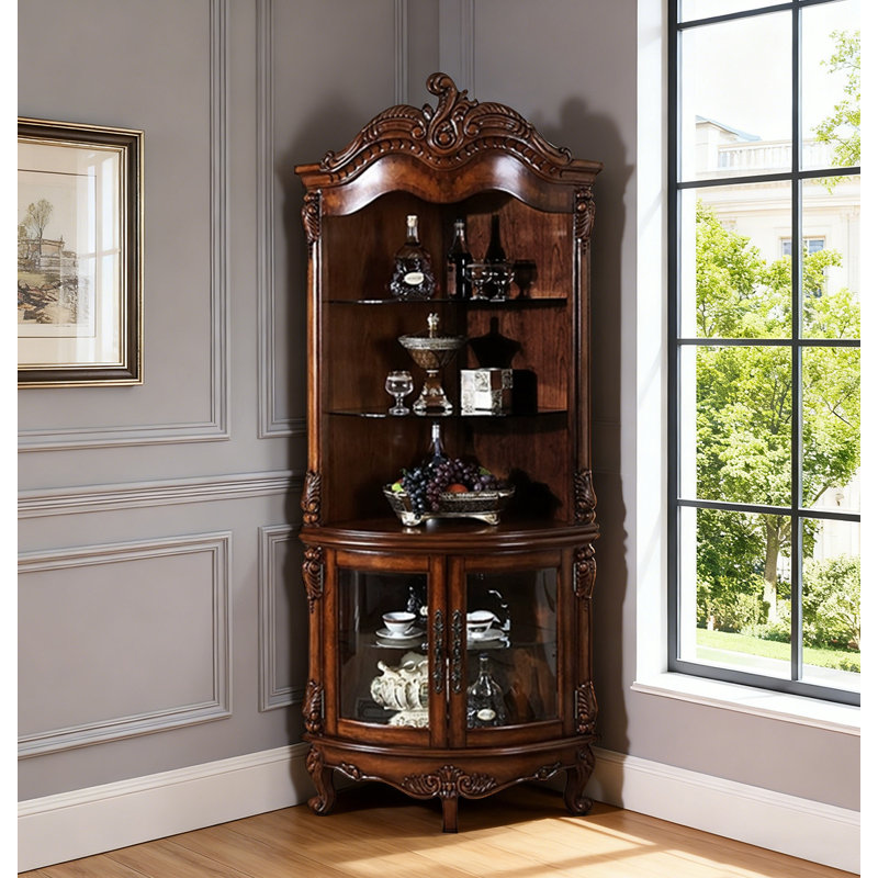 Présentoir 25,59 "en bois massif brun standard et armoires en porcelaine, Noir