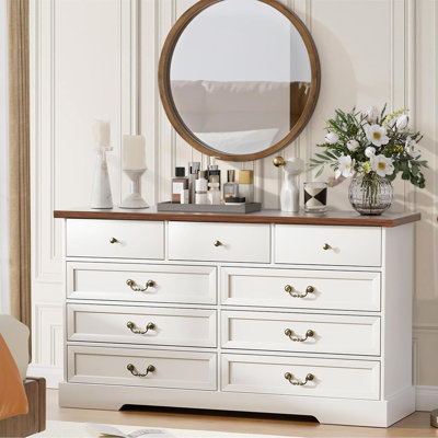 9 Drawer White Dresser for Bedroom - 55" Dressers Chests of Drawers by Winston Porter