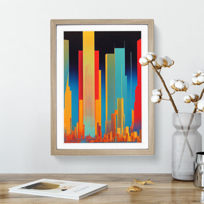 Animated City Skyline Abstract - Wall Art