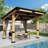 12 Ft. W X 10 Ft. D Outdoor Patio Metal‑Top Gazebo, Galvanized Steel Sloped Roof with Zipper Privacy Curtain, Pre‑Drilled Holes, Built‑in Ceiling Hooks & Side Shelves, All‑Season Wind Rain Snow Resistant