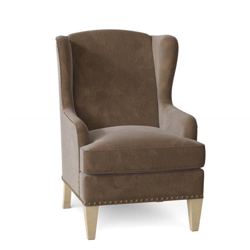 Fauteuil à oreilles Goyito, Velours performance brun tweed 8, Oui, Manhattan