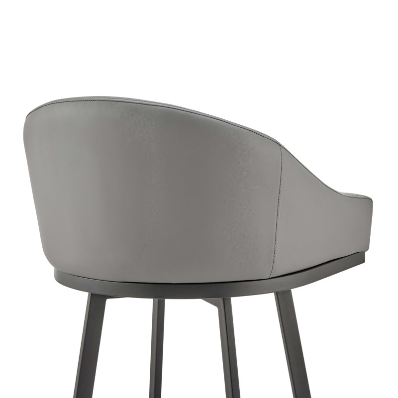 Tabouret de bar en métal noir avec similicuir gris