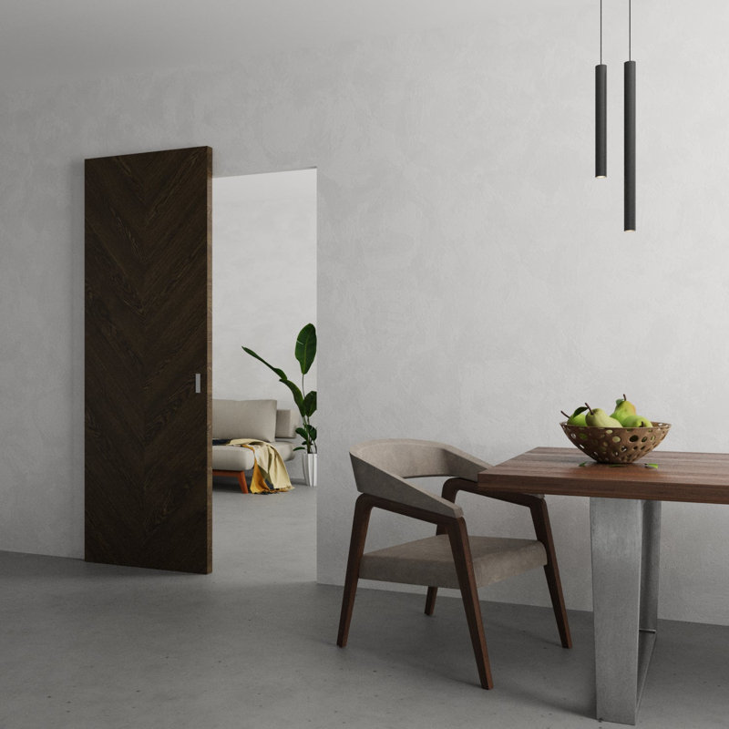 Hidden Barn | Ego 5005 | Wood Veneer Doors | Magic Concealed Sliding Set |, 32 po x 84 po, Chêne marbré