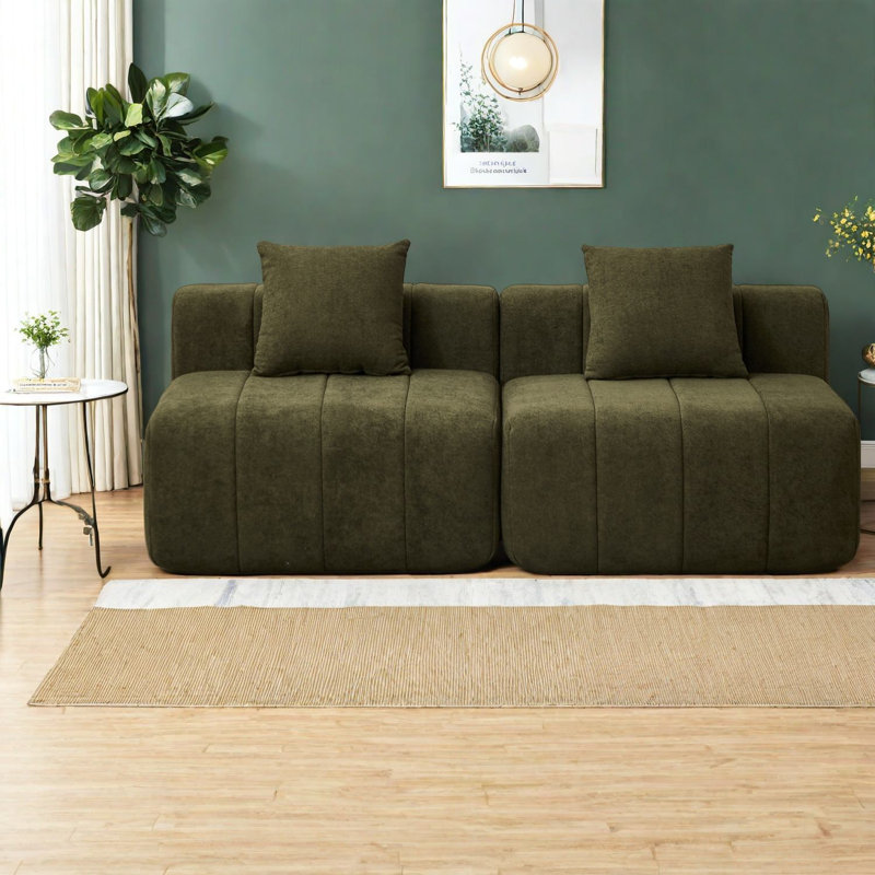 Canapé modulaire compact en chenille vert modulaire compact pour la maison