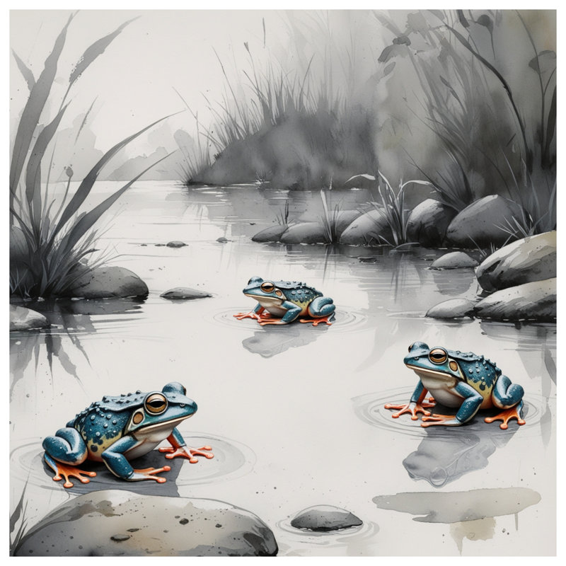 Tapis de bain Blue Frogs In Pond, L 34 po x L 21 po