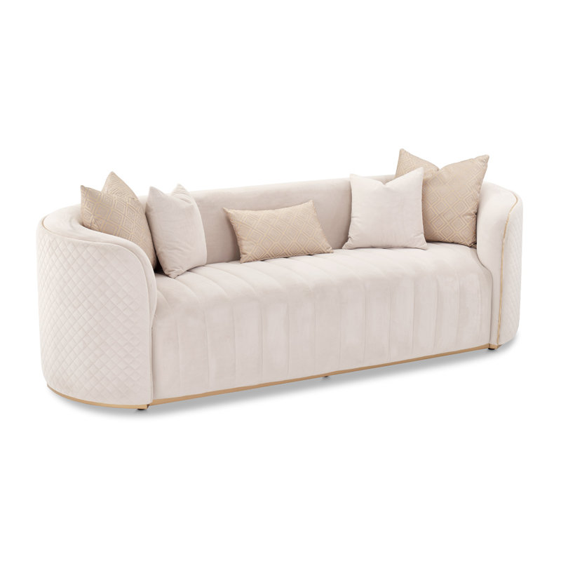 Ariana 83'' Velvet Round Arm Loveseat, Beige, 31" H x 83" W x 35" D
