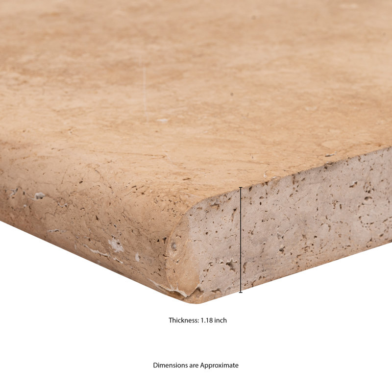 Tuscany Ivory 16" X 24 Tumbled Travertine Pool Coping