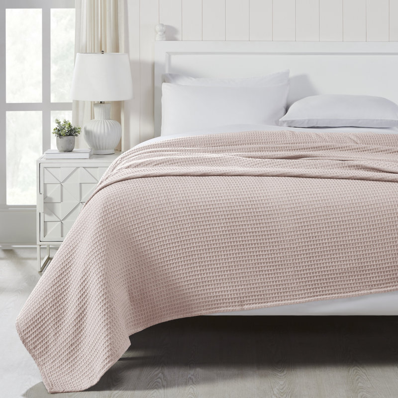Couverture thermique moderne 100% coton gaufré Modern, Très grand, Rosé