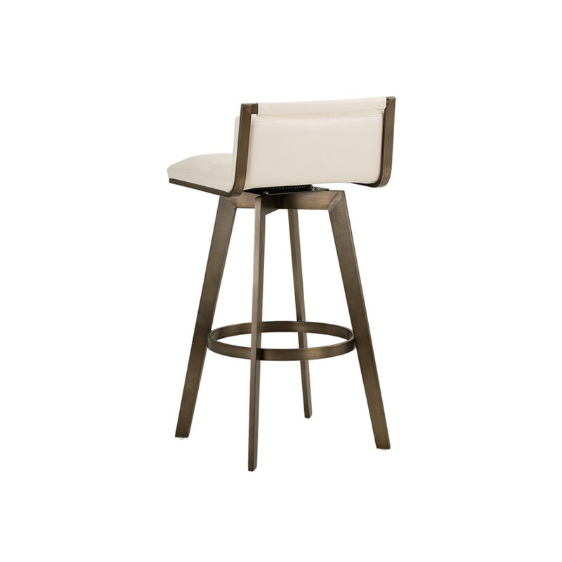 Arizona Swivel Upholstered Stool with Metal Frame, Counter Stool (26" Seat Height), Stainless Steel, Cream