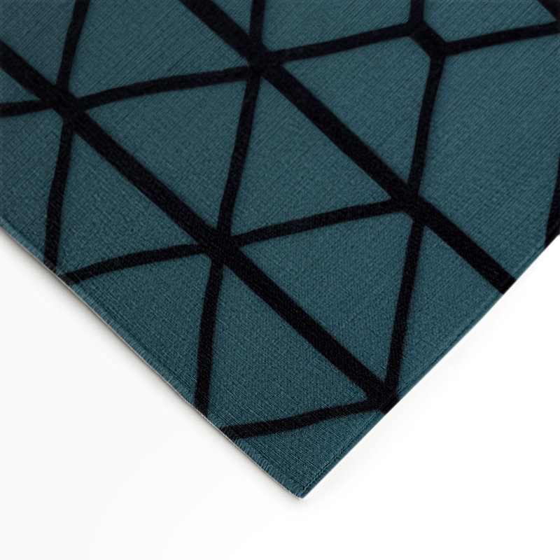 Trellis Blue Indoor and Outdoor Area Rug, Rectangle 5' x 7'