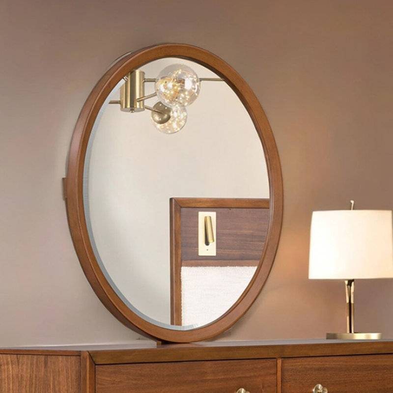 Miroir Mid-Century moderne 35,6 ", noyer, Bois brun