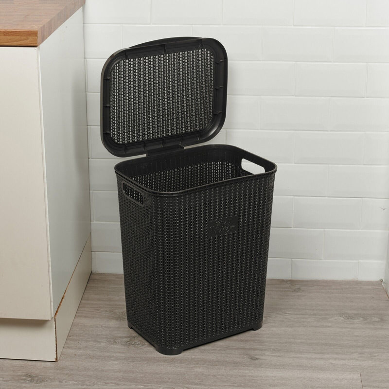 Plastic Laundry Basket, Black