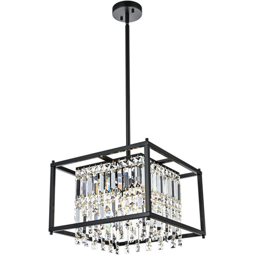Mercer41 Ariyannah 4 - Light Dimmable Square / Rectangle Chandelier ...