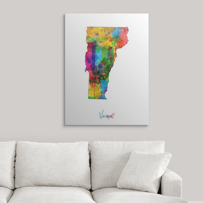 " Vermont Map " by Michael Tompsett, 48" H x 36" W x 1.5" D, Canvas