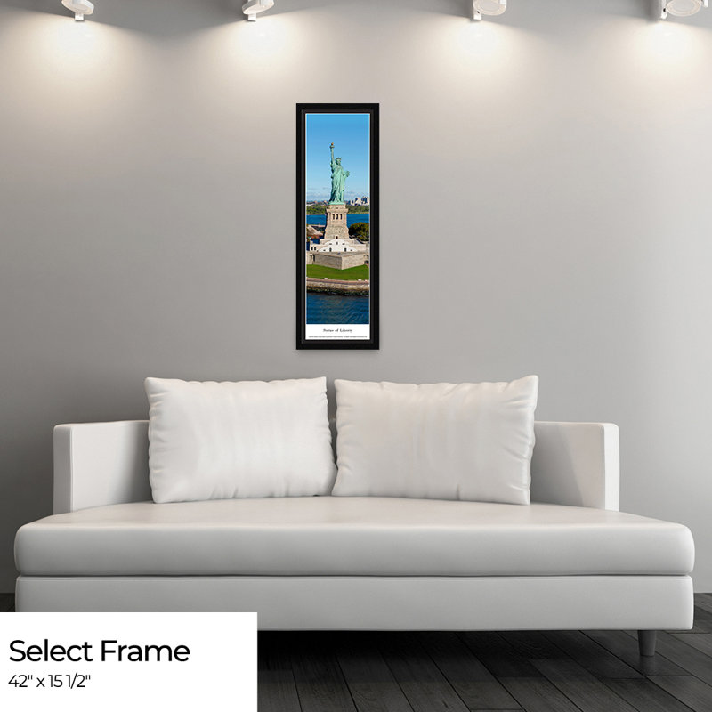 Statue de la liberté, impression panoramique, H 42 po x l 15,5 po, Cadre noir sélectionné