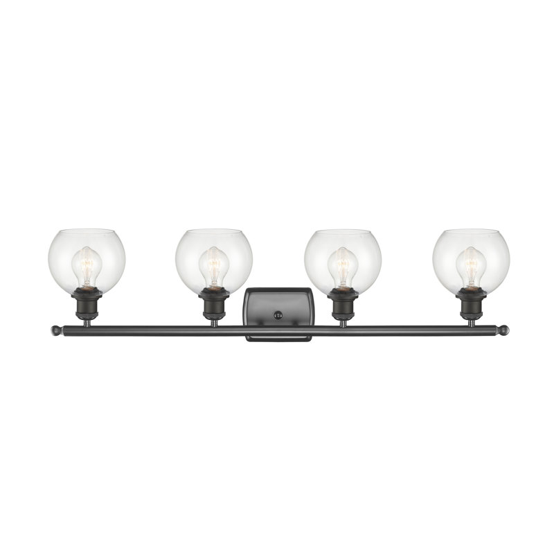 Éclairage pour salle de bain 4 lumières Cindi, Incandescente, Transparent, Bronze huilé