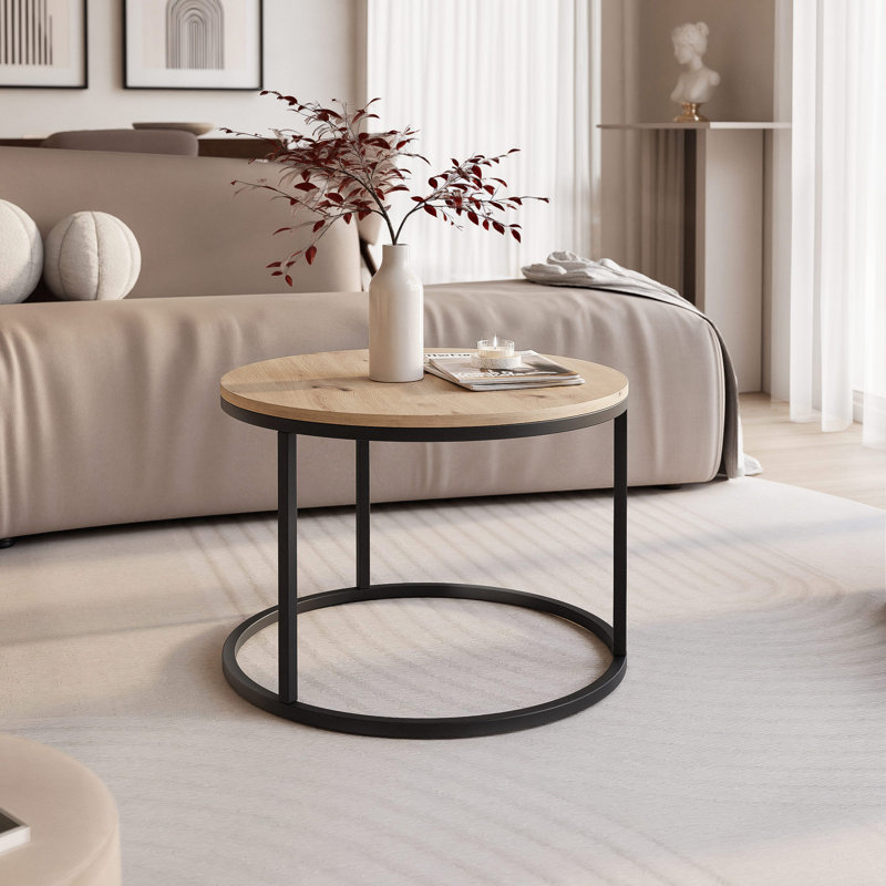 Coffee Table with Storage, 42 cm H x 60 cm L x 60 cm W, Artisan Oak, Black