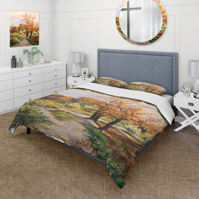 River In The Orange Woods - Ensemble de housse de couette Country - Microfibre de polyester