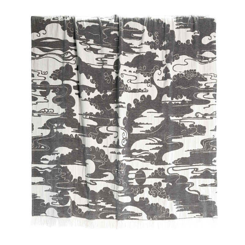 Clouds Hand Woven Throw Blanket, Pewter