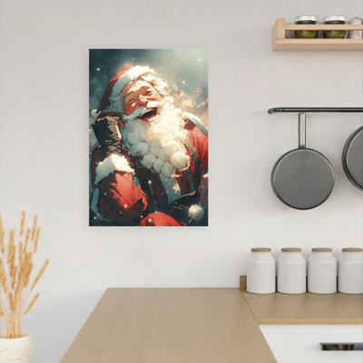 Jolly Santa'S Call Classic Vintage Abstract Winter Landscape Wall Art Print