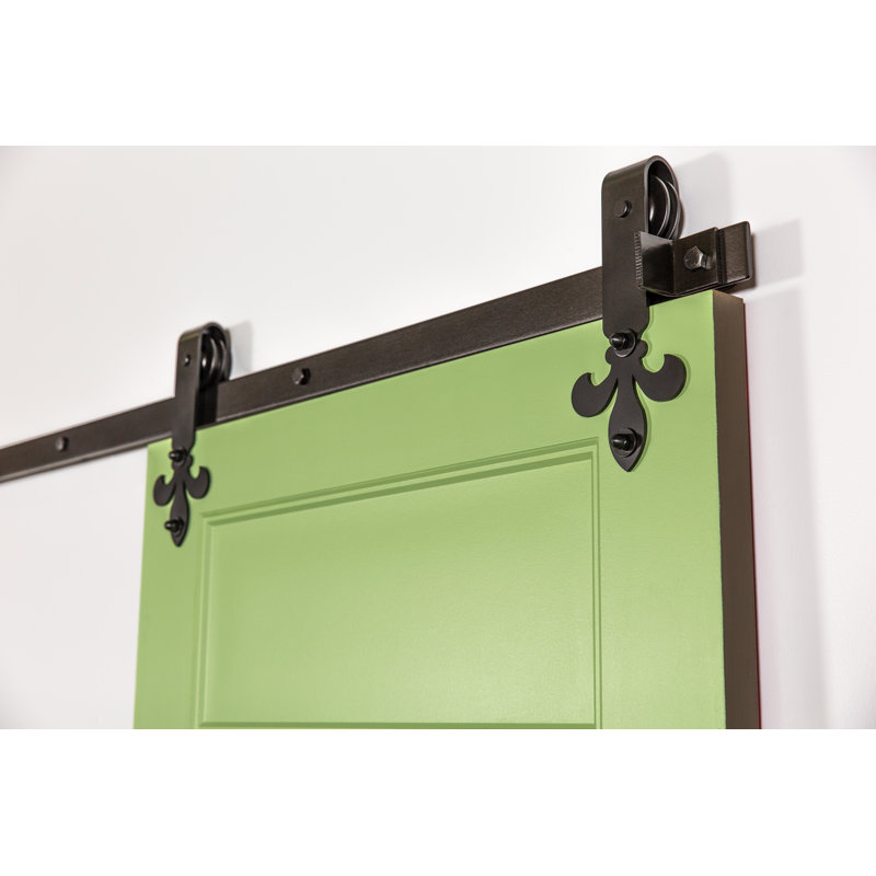 Ensemble de quincaillerie pour porte de grange standard Fleur-De-Lis, 60 po, Bronze peint