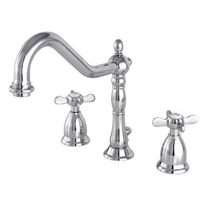 Kingston Brass Essex Two-Handle 3-Hole Deck Mount Widespread Bathroom Faucet with Brass Pop-Up Drain