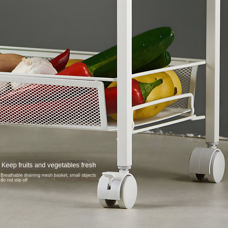 Steel Wire Mesh Utility Cart, 4-Tier Slide Out Shelves Storage Rack On Wheels