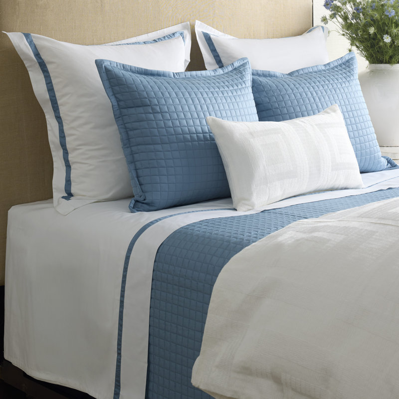 Taies d'oreiller en coton et garniture Ready-To-Bed 2.0, Taies d'oreiller très grandes, Blanc / bleu