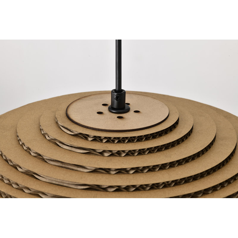 100-watt 1-light Matte Black Modern Nordic Style Pendant Light With Brown Origami Paper Shade